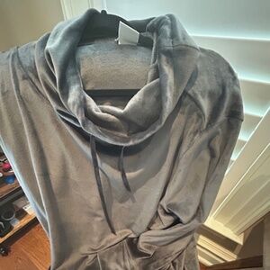 Womens Top by Sofie 2x/3x Velour Dark grey pull over with a cowl neck